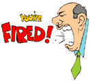 A cartoon of a Boss Screaming you're fired!