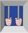 A picture of two hands holding the bars in jail.