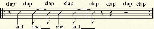 Clapping on the On-Beats while counting only the off-beats aloud.