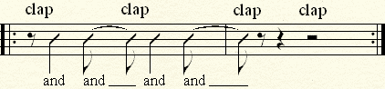 Clapping on the 1st and 3rd On-Beats with counting only the off-beats aloud.