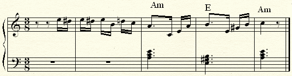 The opening of Fur with the left hand suggesting an harmonic structure.