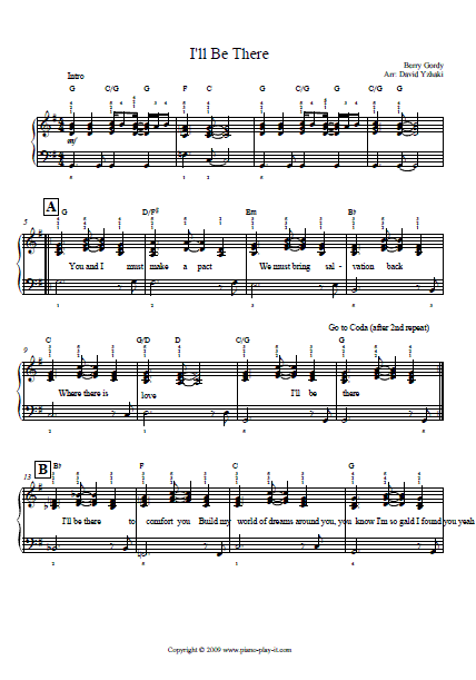 Michael Jackson I'll be There Piano Tab.