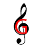 The treble clef is shaped like letter G