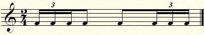 A triplet of three equal sixteenth notes over an eighth note.
