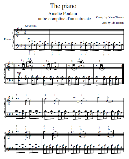 Amelie Soundtrack Piano Sheet Music (Original Version).