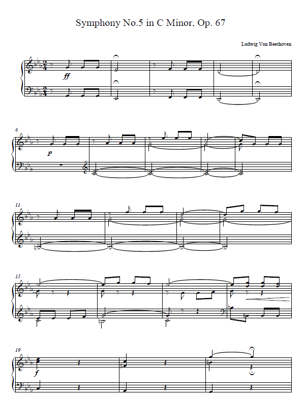 Beethoven 5th Symphony Piano Sheet