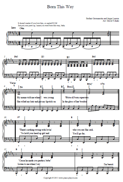 Born This Way Sheet Music