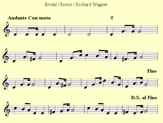 An example of a D.S al Fine sign in Bridal Chorus