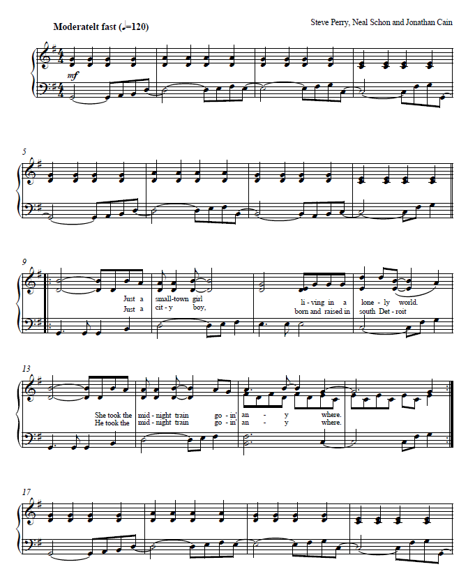 Don't Stop Believing Sheet Music