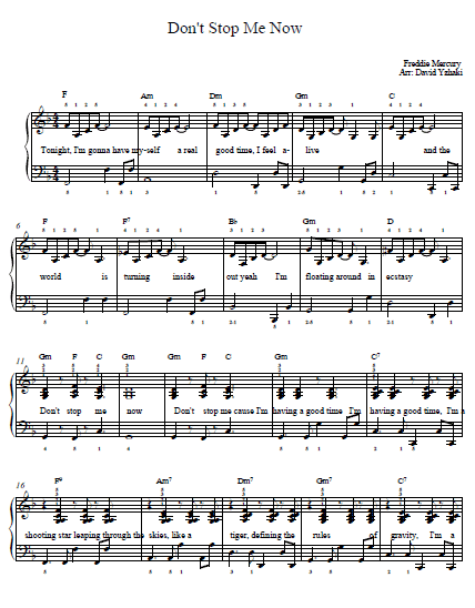 Don't Stop Me Now Queen Piano Tab