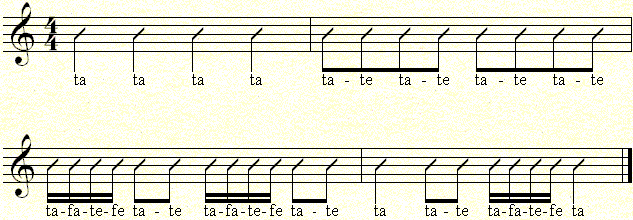 Eighth notes and sixteenth notes exercises for metronome.