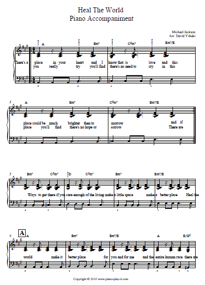 Heal the World Piano Tab.