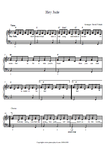 Beatles Hey Jude Piano Tab