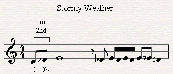 A melodic minor second in Stormy weather (Tonny Bennet).