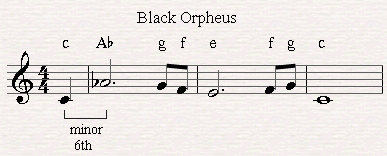 A melodic minor sixth in the song Black Orpheus.