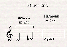 A melodic and harmonic minor second.