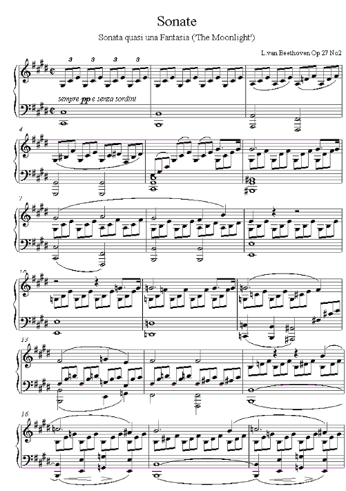 moonlight sonata  notes