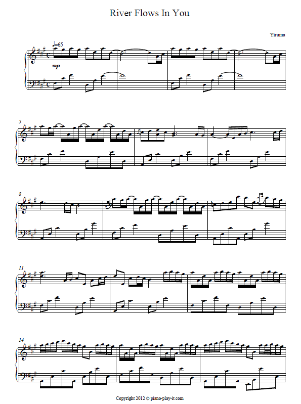 River Flows In You Piano Sheet Music