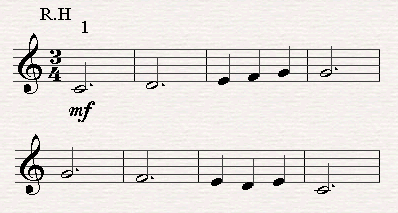 A dotted half note.