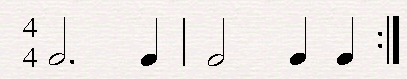 another rhythmic pattern with a dotted half note.
