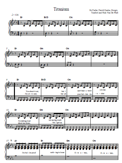 David Guetta Titanium Piano sheet