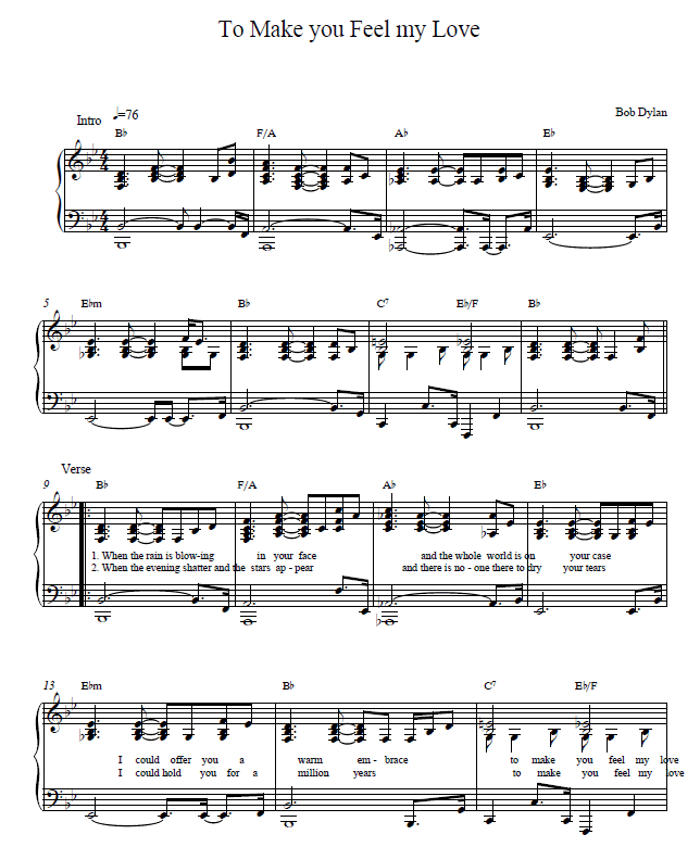 To make you feel my love piano sheet