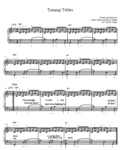 Turning Tables Adele Piano Tab