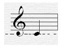 An image of a C note on the treble staff (With the ledger line).