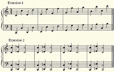 An exercises for playing octaves with one hand.