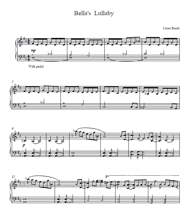 Bellas Lullaby Piano Sheet Music