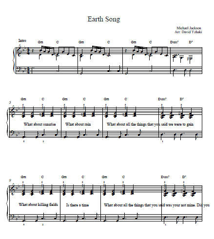 Earth Song Michael Jackson Piano Tab