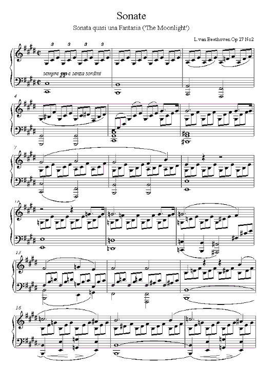 Moonlight Sonata Music Sheet