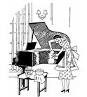 A woman cleanin the piano cartoon
