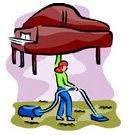 Piano Care woman cleaning dust