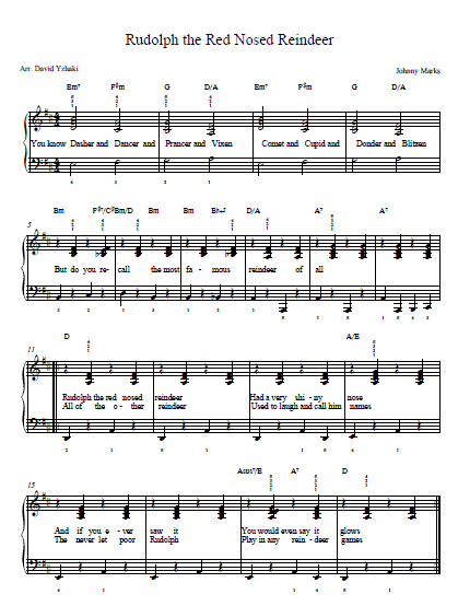 Rudolph The Red Nosed Raindeer Piano Tab