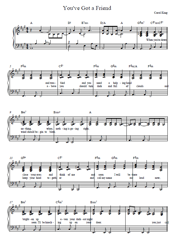 Youve got a friend PIANO SHEET.